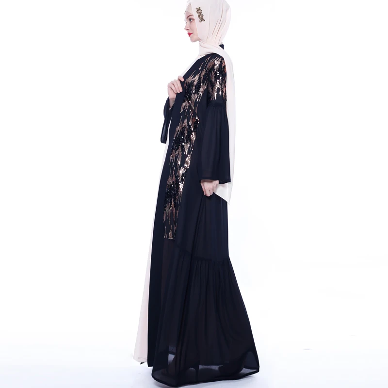 ИД блестки Abaya кимоно мусульманский кардиган хиджаб платье Женский Кафтан Дубай