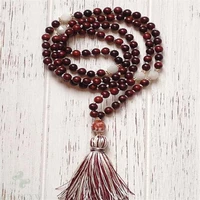 6mm red sandalwood tassel 108 bead mala necklace healing buddhism chakas yoga chain lucky spirituality bless handmade wrist cuff