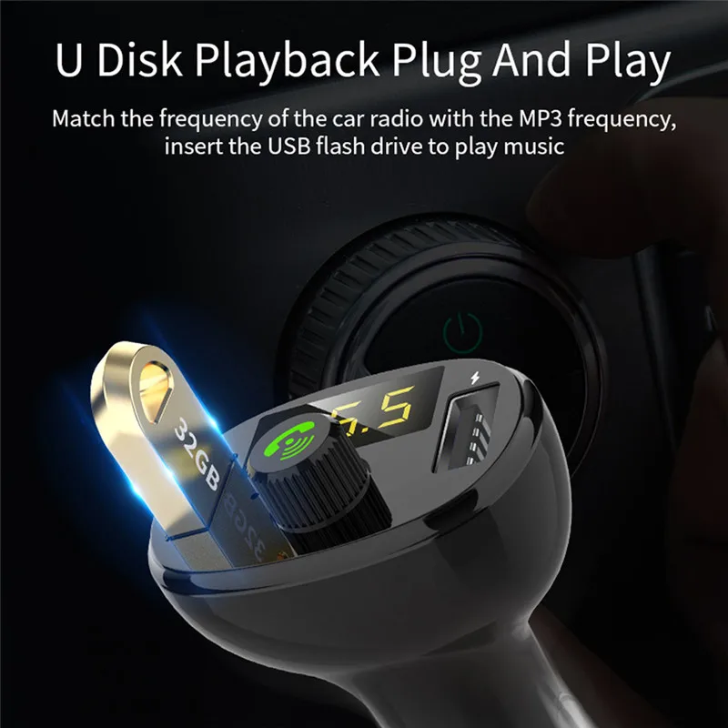 USLION FM передатчик модулятор Bluetooth Handsfree автомобильный комплект аудио MP3 плеер с 3.4A