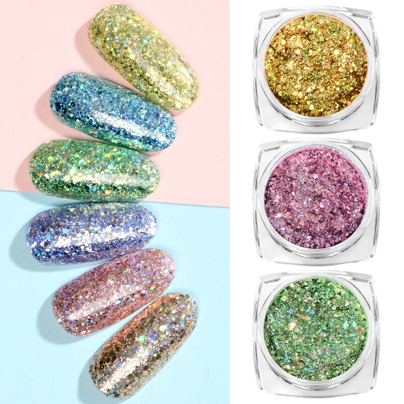 1 коробка Блестящий лак для ногтей блестки 12 цветов УФ гель украшение красочный