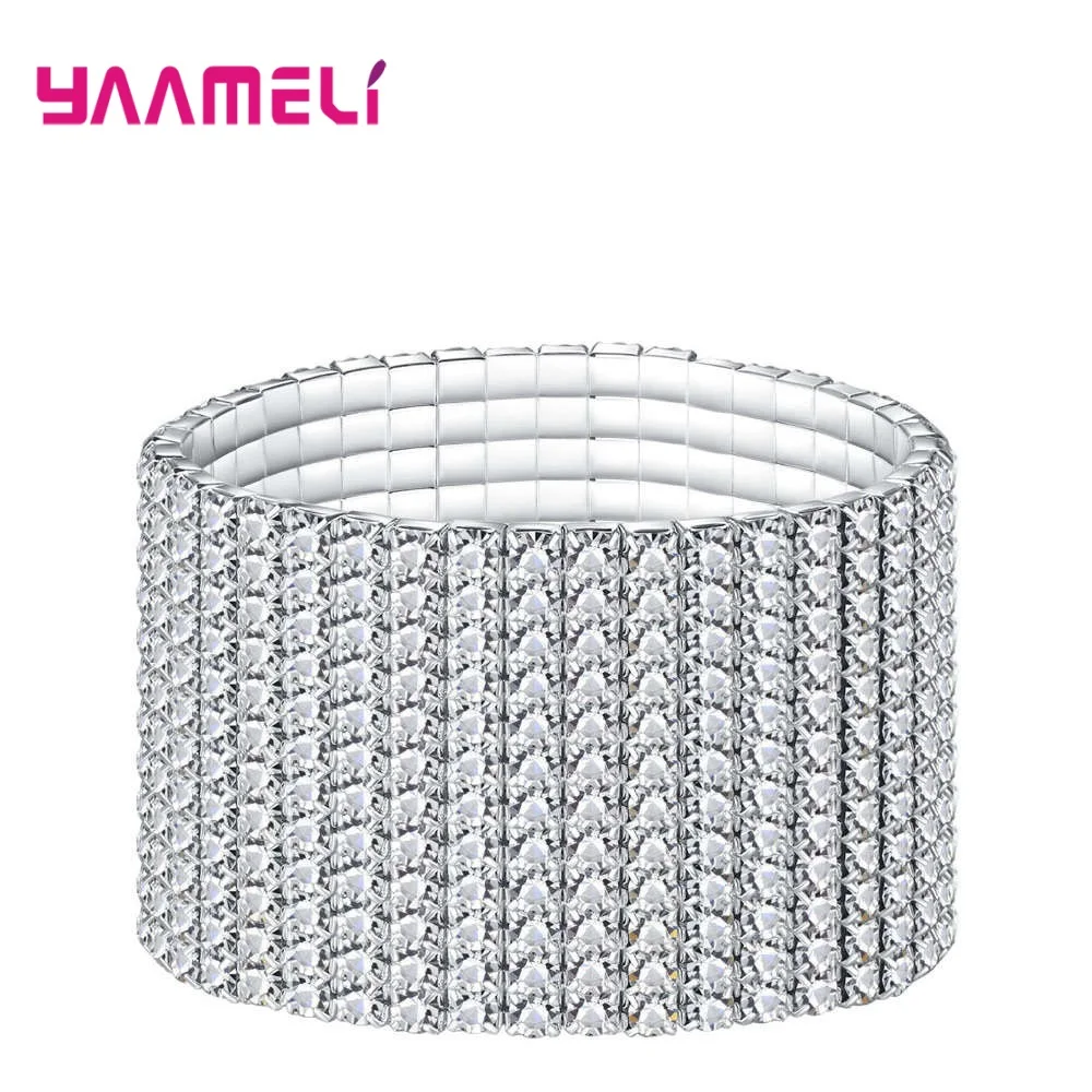 

Браслеты из стерлингового серебра 925 пробы с несколькими рядами, модные блестящие браслеты для женщин, свадебные подарки, ювелирные изделия...