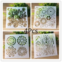 4pcs 13 13cm diy flower stencils painting scrapbook coloring cake decorating sugar powder sieve printing mold printing