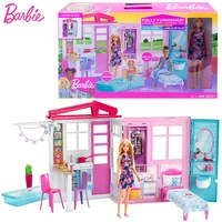 original barbie doll shining holiday doll house playsets family furniture doll accessories kids toys for girls birthday gift box
