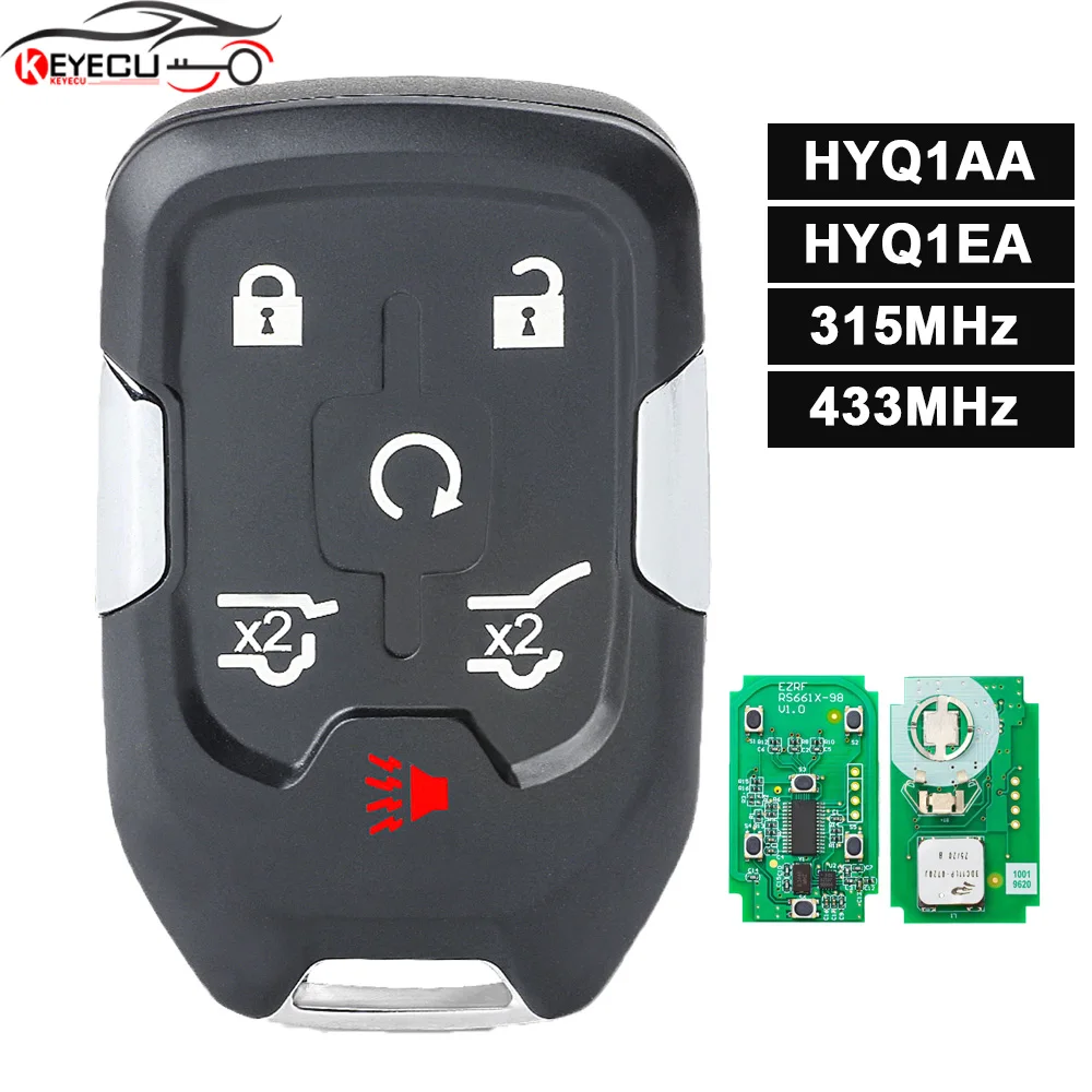 

KEYECU HYQ1AA 315MHz HYQ1EA 433MHz ID46 Smart Remote Key Fob 6 Button for GMC YUKON Terrain 2015 2016 2017 2018 2019 2020