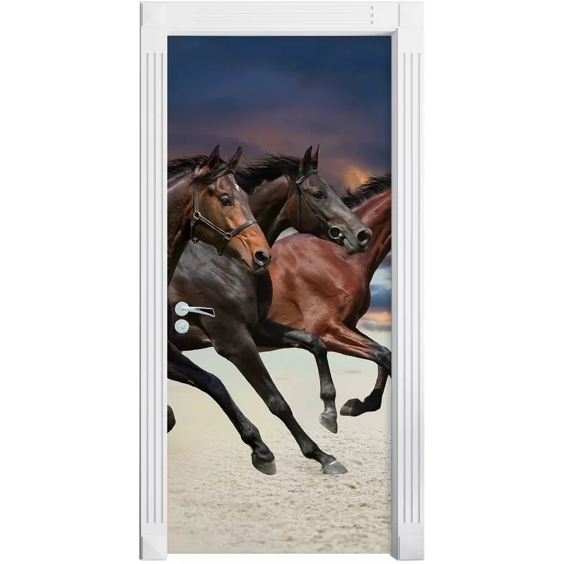 Наклейки роспись 3D Шаг Милая дверь два коричневых фотоэлемента самоклеящиеся