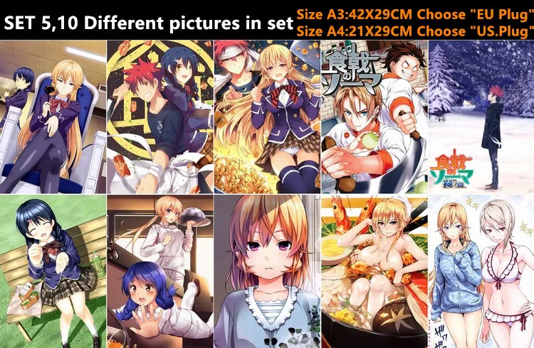 10 шт./лот аниме Shokugeki no Souma постер открытка наклейка еда войны игрушка Erina Megumi Alice