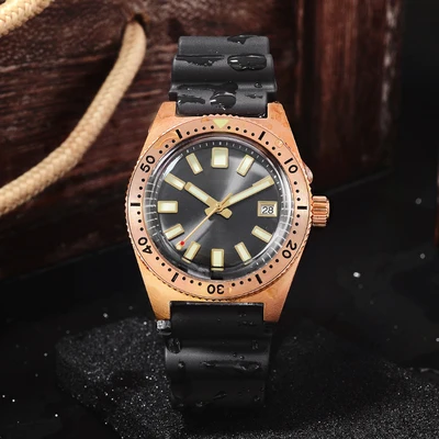 bronze black no logo 62MAS Мужские автоматические часы из нержавеющей стали для дайвинга 200 м водостойкий керамический Безель Сан Мартин модные наручные часы NH35 - Цвет: bronze black no logo