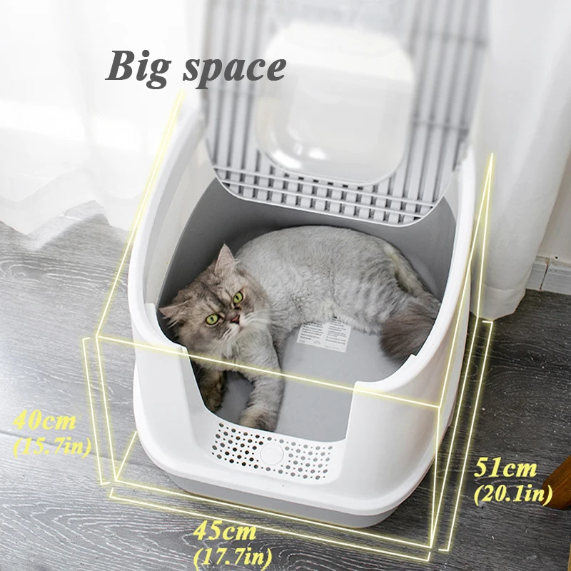 

Pets Bingo Cat Litter Box Fully Enclosed Anti-splashing Cat Toilet Deodorant Large Plastic Kitten Potty Pet Cleaning Supplies