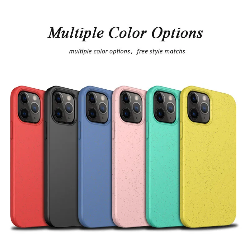 

Wheat Straw Phone Case For Iphone 11 Pro Max 12 Mini XR XS 8 X 7 6 Plus Eco-friendly Soft TPU Back Cover Solid Color Matte Funda
