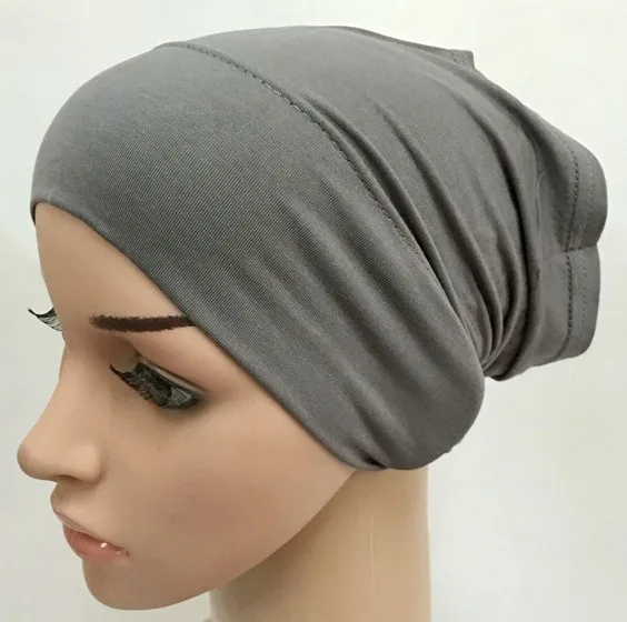 

Soft Modal Inner Hijab Caps Muslim Stretch Turban Cap Islamic Underscarf Bonnet Hat Female Headband 2020
