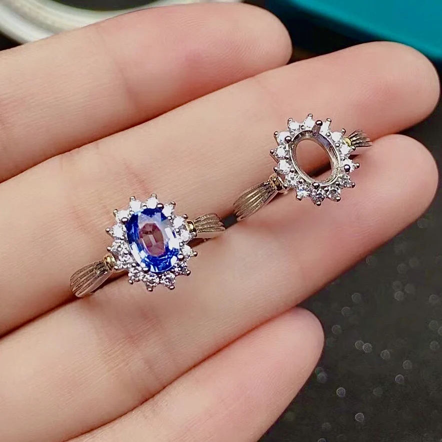 Кольцо из танзанита для помолвки серебро 100% пробы 5 мм * 7 | Украшения и аксессуары