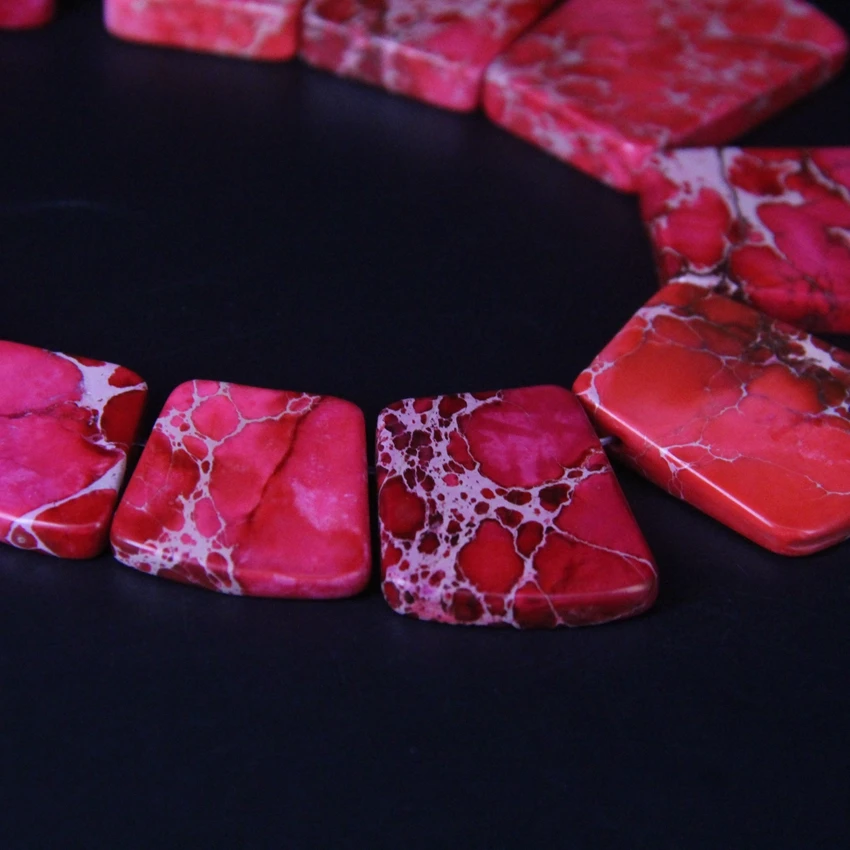 15 шт. розовый красный океан осадочные Jaspers Градуированные ожерелье модные