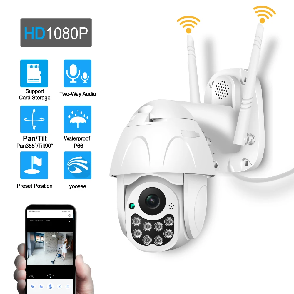 WIFI Беспроводная камера наружная PTZ IP H.265X 1080p скоростная купольная CCTV безопасности