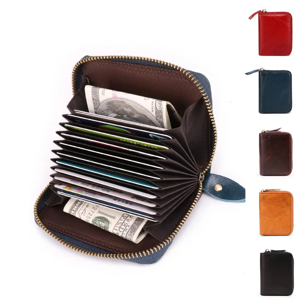 Мужской кошелек на молнии держатель для визиток мужской с RFID-блокировкой