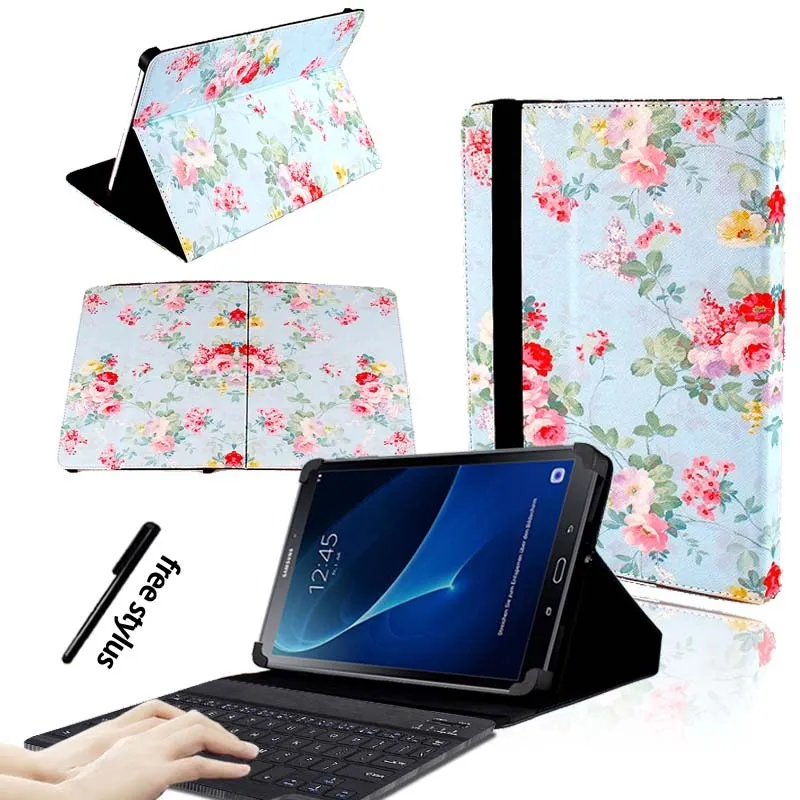 Blue Floral KK&LL для samsung Galaxy Tab A A6 10,1 T580 T585()-кожаный чехол-подставка для планшета+ bluetooth-клавиатура - Цвет: Blue Floral