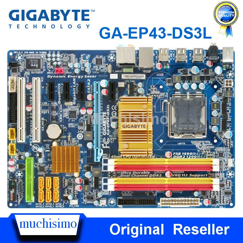 Gigabyte GA EP43 DS3L рабочего Материнская плата S3L P43 разъем LGA DDR2 775 16G SATA2 USB2.0 блок питания