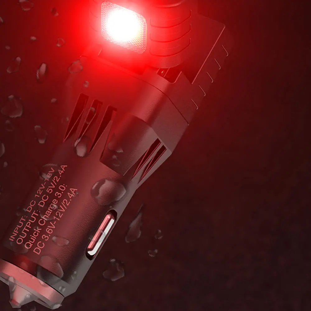 NITECORE VCL10 Многофункциональный гаджет для транспортного средства QC 3,0 Автомобильное зарядное устройство стеклянный выключатель аварийное Предупреждение освещение резервная лампа в автомобиле
