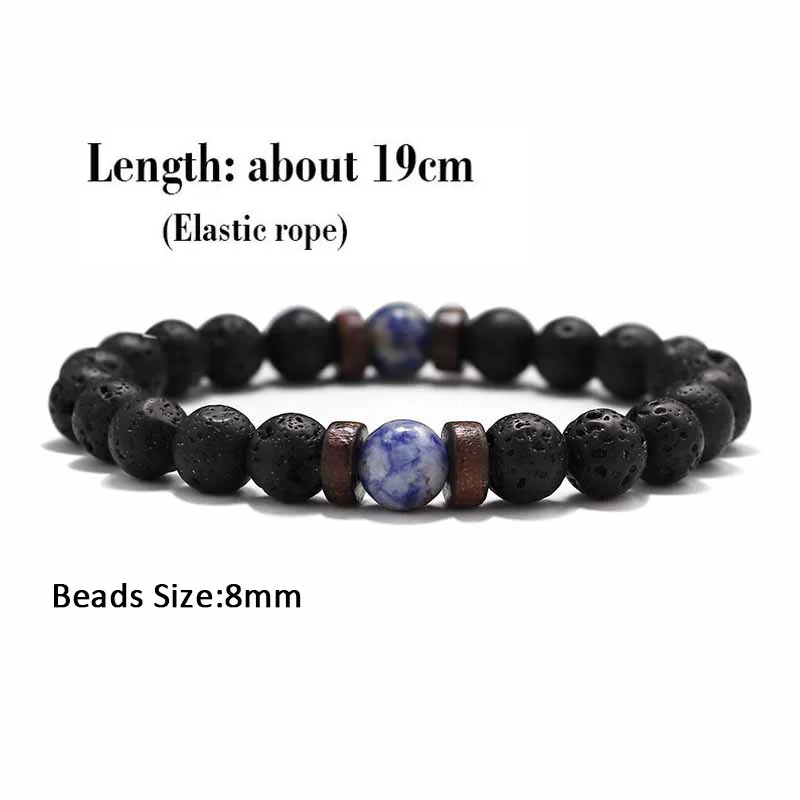 

Volcanic Stone Bracelet for Men Lava Wooden 8mm Beads Bracelet Tibetan Buddha Wrist Chain Women Men's Jewelry Gift Bracelets Hot