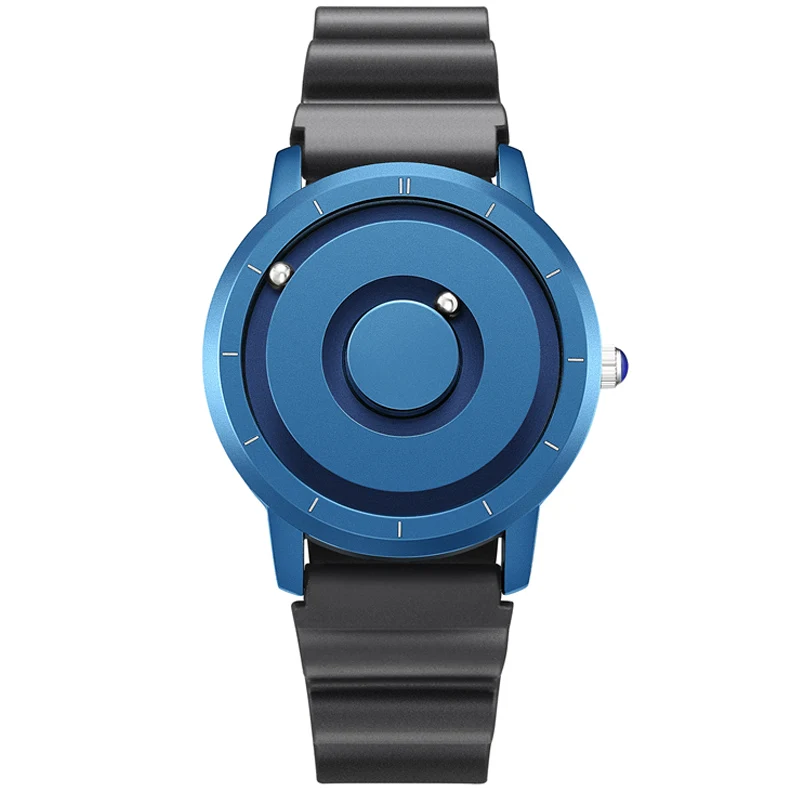 Blue Black Creative Креативные Часы, синие, розовые, золотые, черные, серебристые, магнитные, металлические многонациональные часы, мужской модный резиновый для спортивных часов, мужские часы - Цвет: Blue Black Creative