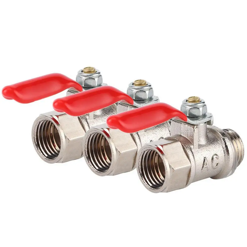3 шт. шаровой кран из нержавеющей стали с красной ручкой | Дом и сад