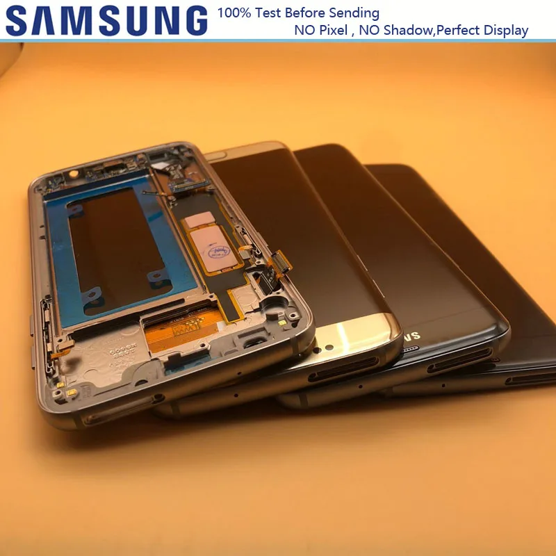 Без теней 5,5 ''ЖК-дисплей с рамкой для SAMSUNG Galaxy S7 edge G935 G935F G935FD кодирующий преобразователь сенсорного экрана в сборе