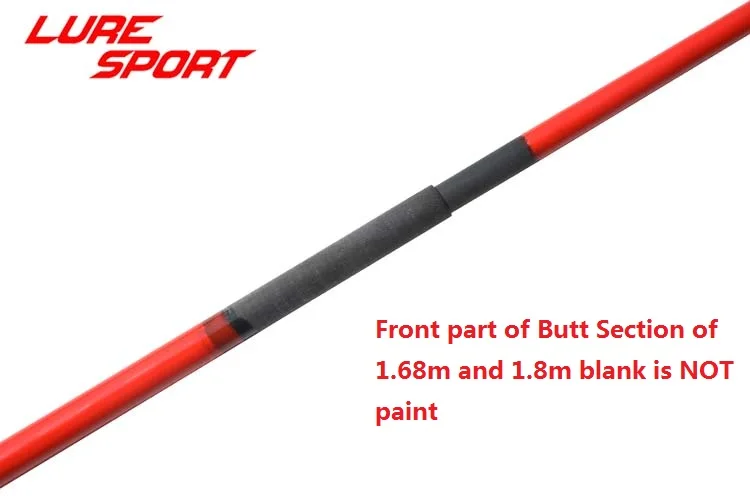 LureSport 2 набора Красной краски 1,5 м 1,68 м Пустые твердые стекловолокно наконечник покрытие углерода 1,5 секций стержень строительный компонент ремонт DIY