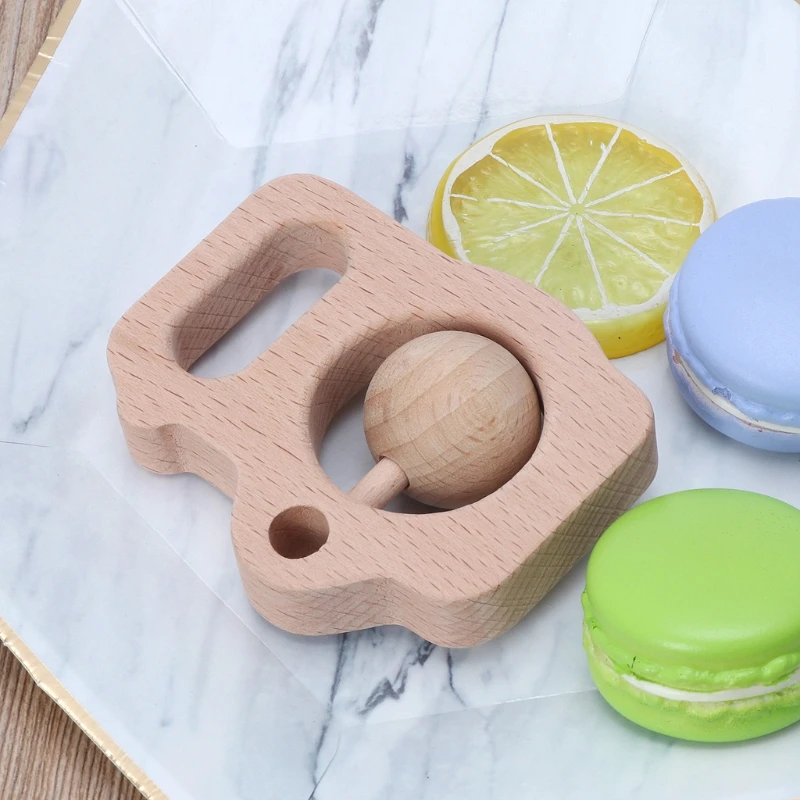 

Baby Camera Beech Wood Rattle Teethers Hand Montessori Toy Play Gym Chew Toys