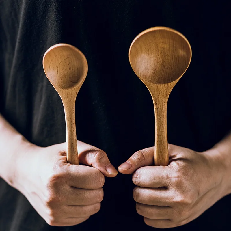 1 шт. классические натуральный большой деревянный суповая Ложка большая