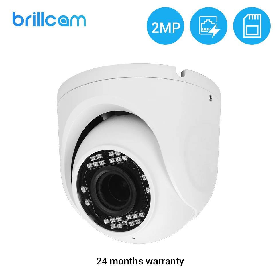 Brillcam 2MP HD ИК цилиндрическая IP камера с объективом 2 8 мм PoE IP67 погодозащищенная AI