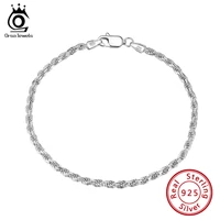 orsa jewels 925 sterling silver 2 3mm3 3mm diamond cut braided rope chain bracelet for women men neck bracelets jewelry sb101