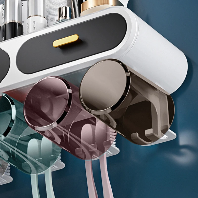 

PEISI Multifunctional Toothbrush Holder Toothpaste Storage Wall Mounted Bathroom Organizer Home Bathroom accessories set