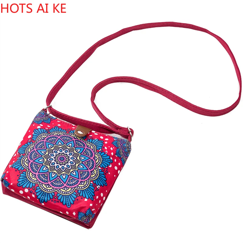 

bags for women 2021 flowers single Shoulder Bag national bohemia crossbody bag zip hasp open Woman Bag canvas small bag