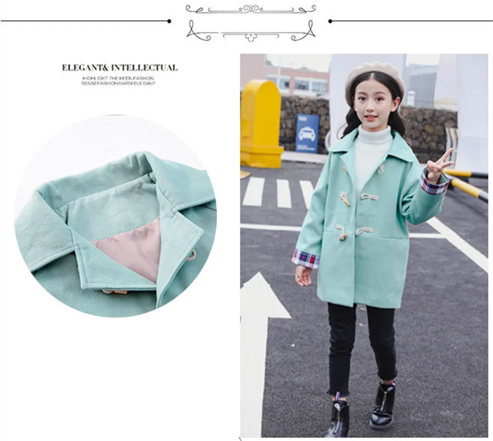 Новое длинное пальто для девочек на осень и зиму, детская одежда куртка для девочек шерстяное пальто для девочек модная Дизайнерская верхняя одежда