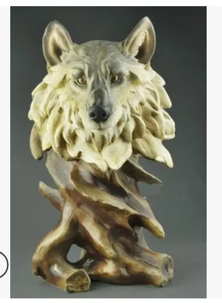 

animal tiger Wolf ornaments artware imitation wood carving Wolf head creative home decoration souvenir opening tatue sculpture