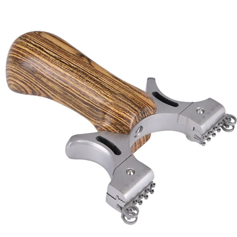 

Stainless steel hunting slingshot precision aiming point sandalwood handle outdoor shooting and flat rubber band 2019 new