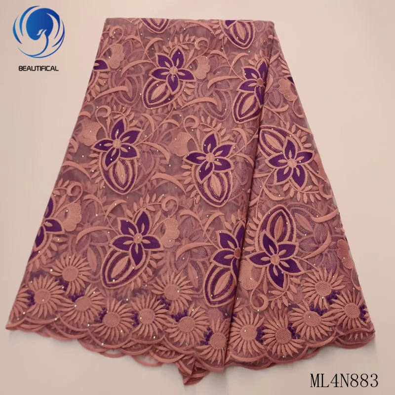 Красивые африканские французские кружева с камнями вышивка тюль сетчатая ткань