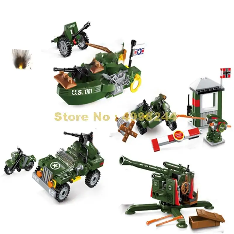 4 шт. Боевая зона военный ww2 боевой корабль автомобиль просветить 12 строительных