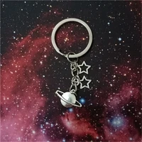 planet keychain saturn keyring space theory keychain metal keychain small star charm cute christmas gift