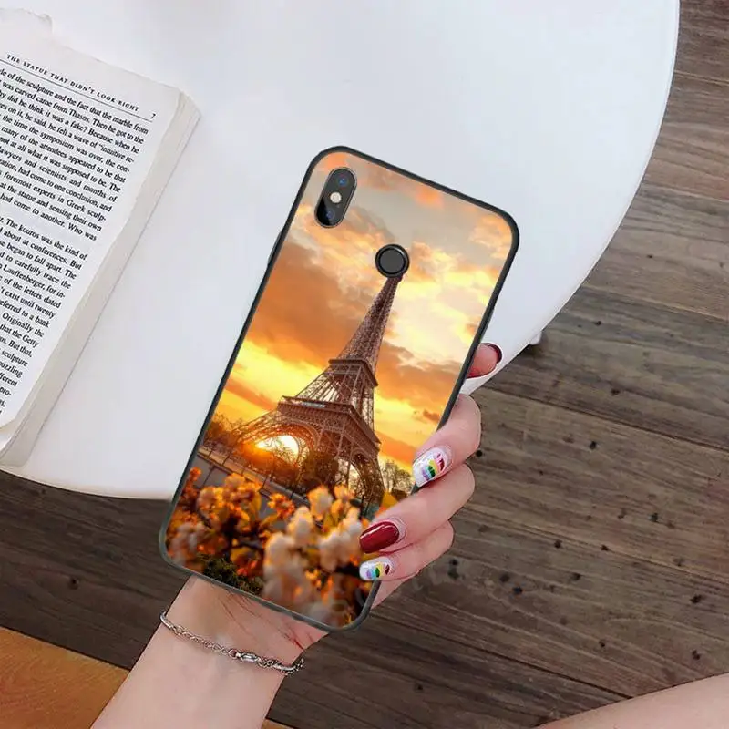 

Romantic Paris Eiffel Tower flower funda cover coque Phone Case For Xiaomi Redmi note 7 8 9 t k30 max3 9 s 10 pro lite