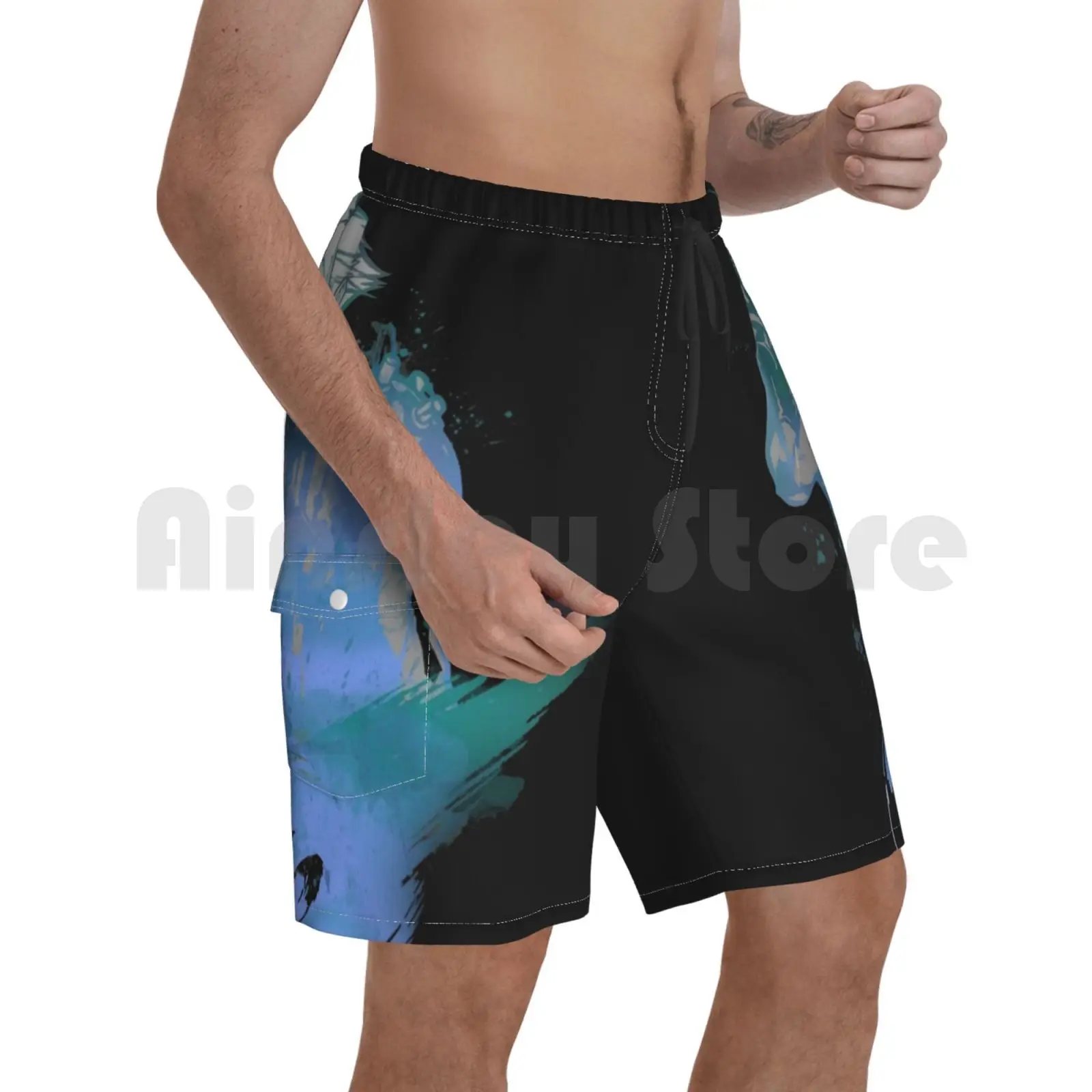 Клауд страйф Final Fantasy Vii Метеор (черный) Пляжные шорты мужские пляжные для купания
