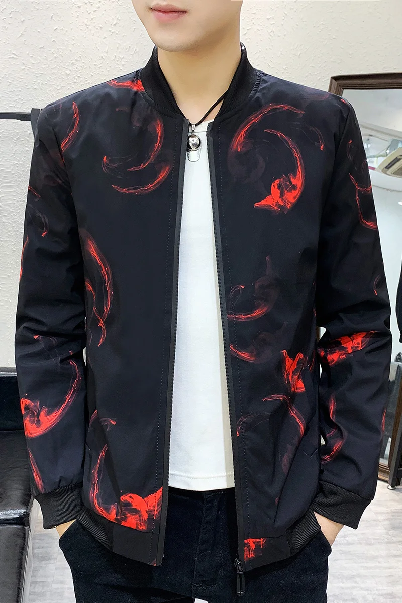 Мужская куртка 2019 весна и осень Новая повседневная мужская модная со стоячим