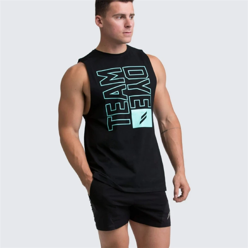 Майка мужская для бодибилдинга хлопок рубашка без рукавов трико тренировок