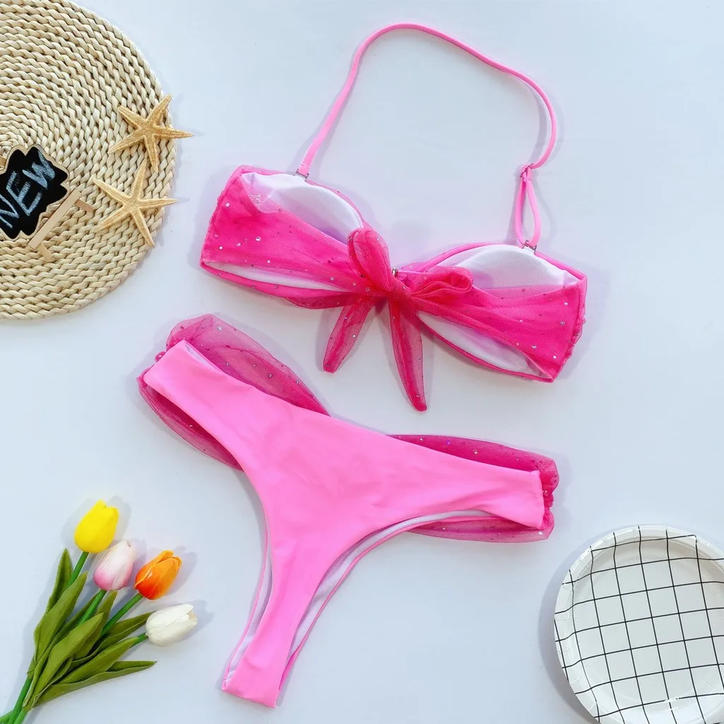 Женский купальник бикини с эффектом пуш ап 2020 бандаж женский Maillot De Bain блестящее