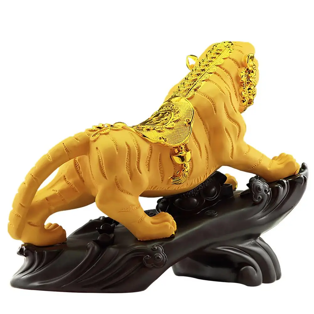 

Chinese Zodiac Tiger Golden Resin Figurines 2022 Feng Shui Chinese Zodiac Tiger Statue Collectible Golden Resin Tiger Statue F