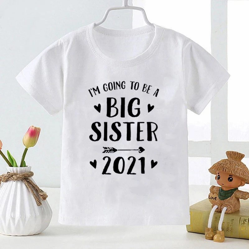 

Новинка 2021, Детская футболка унисекс I'm Come to Be a Big Sister, модные футболки для девочек с буквенным принтом, футболка для мальчиков, Детская футболка с круглым вырезом, одежда