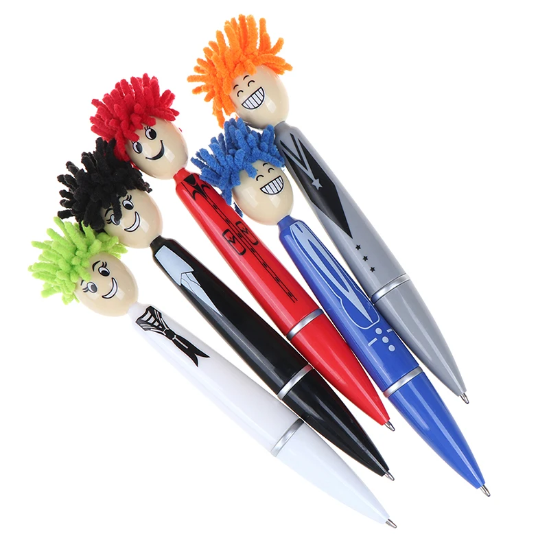 

Cartoon Smile Doll Pen Colorful Mop Topper Pens Creative Gift Ballpoint Pen For Kids And Adults
