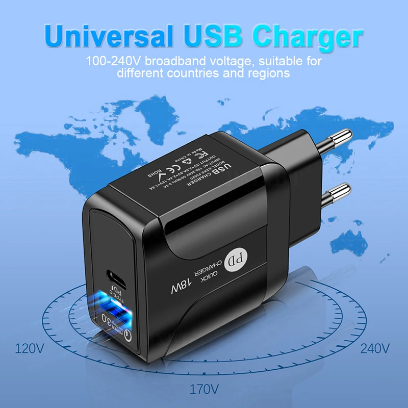 Dual USB Автомобильное зарядное устройство PD 18 Вт Quick Charge 4 0 3 быстрое для iPhone 11 8 Xs iPad C