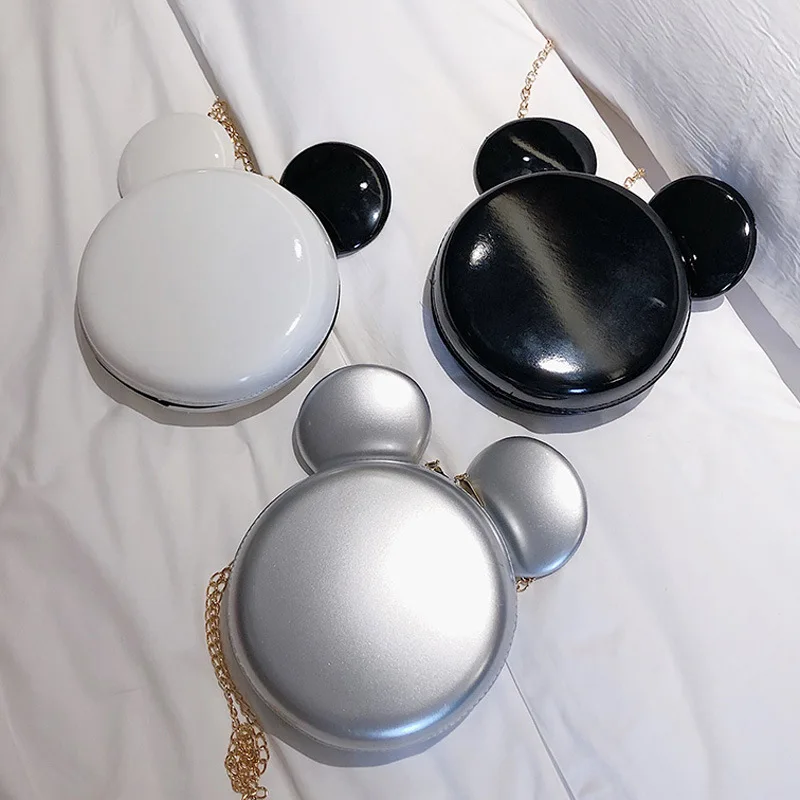 

Fashion Design Women Shoulder Bags Soft Jelly Bag Casual Fashion Girl PU Small Round Bag Cute Mickey Candy Bag