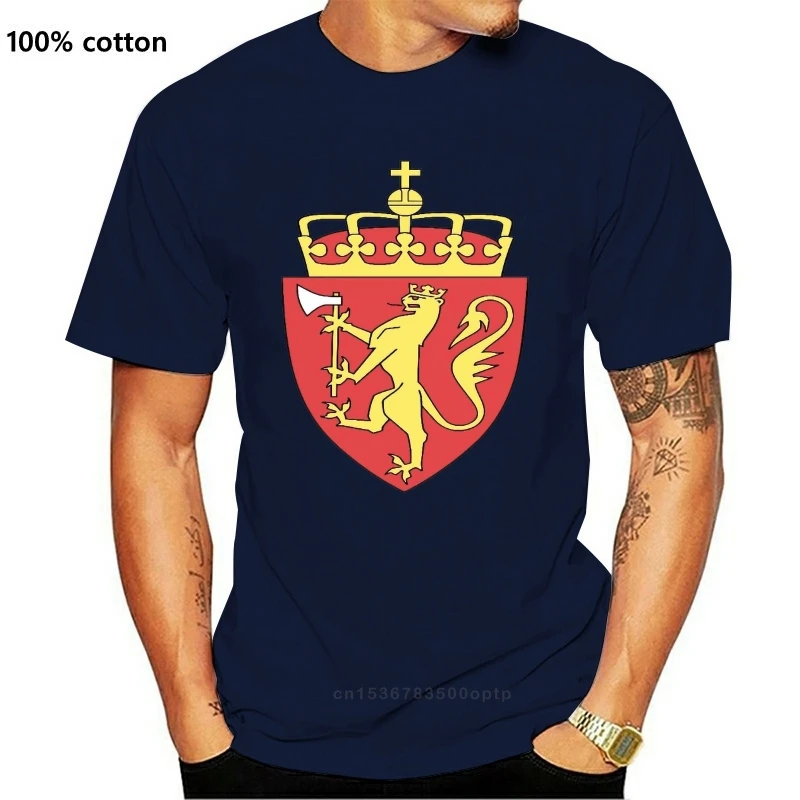 

New Coat Of Arms Of The Norway Norwegian Arms Flag T-Shirt All Sizes Men T Shirt 2021 Summer 100% Cotton Casual Short Sleeve Top