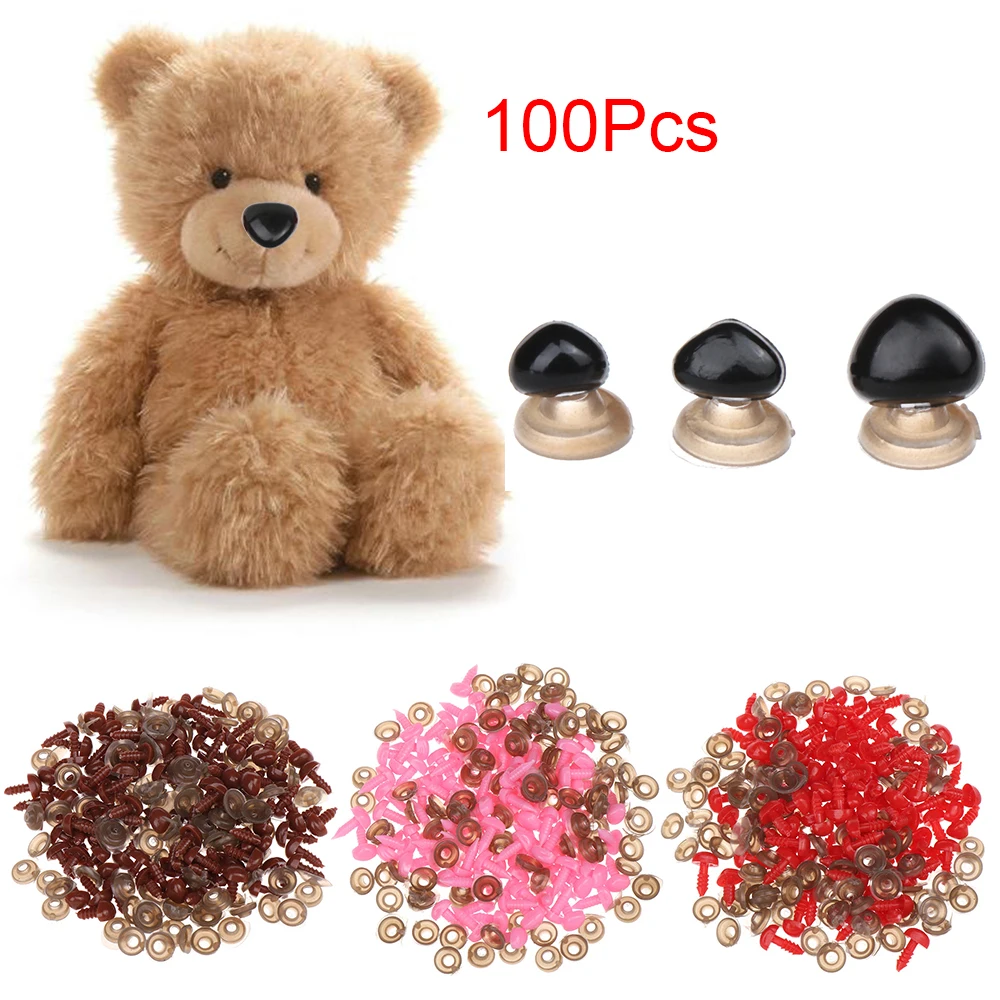 100 шт. кукольные треугольные носы черные/коричневые/красные/розовые пуговицы для